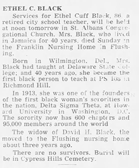 Ethel Cuff Black Obituary